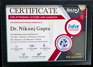 dr nikunj gupta zygomatic dental implants certificate